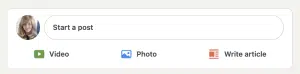 screenshot of the content creation box on a linkedin feed