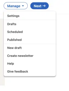 screenshot of how to create a linkedin newsletter