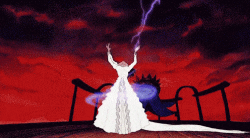 Little Mermaid Gif of Ursula transforming back into a sea witch.